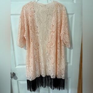 LuLaRoe Peach Lace Kimono large